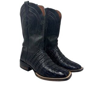 Black Jack B116 Caiman Tail Mens 9.5 EE Cowboy Boots Black leather croc western